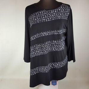 Alfred Dunner Striped Blouse, Womens Medium Stripe